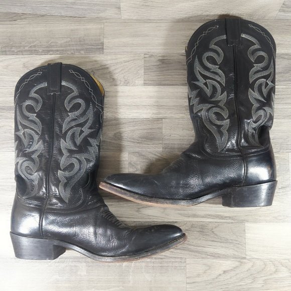Dan Post Boots Size 10D Western Cowboy Mens Black Stitching DP 2110 J - Picture 5 of 8